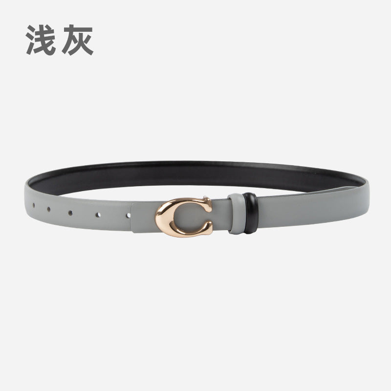Wholesale Letter C buckle ladies'  genuine leather belt